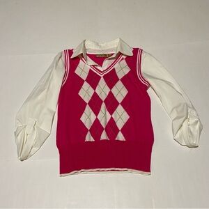 Notations pink & white top size small